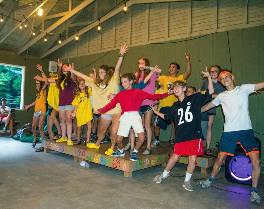 Overnight campers performing at a talent show