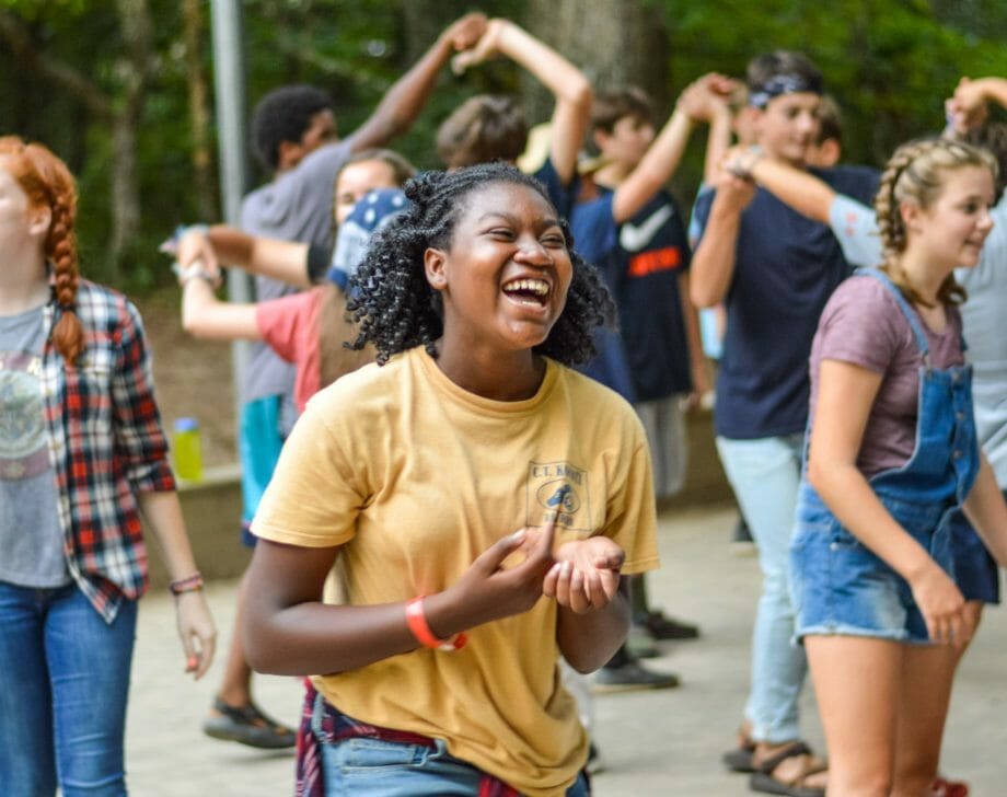 Girl at Leadership Academy dancing