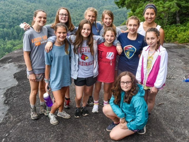 Girls hiking at the Hendersonville Adventure Day Camp