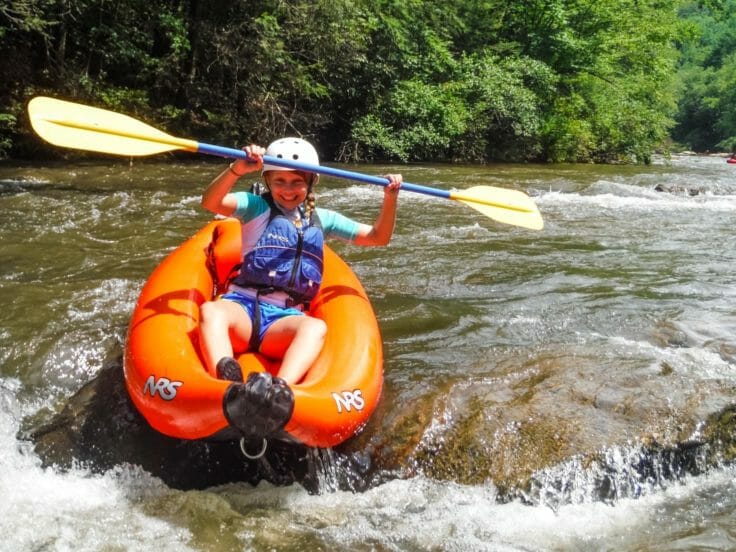 Camper kayaking at the Hendersonville Adventure Day Camp