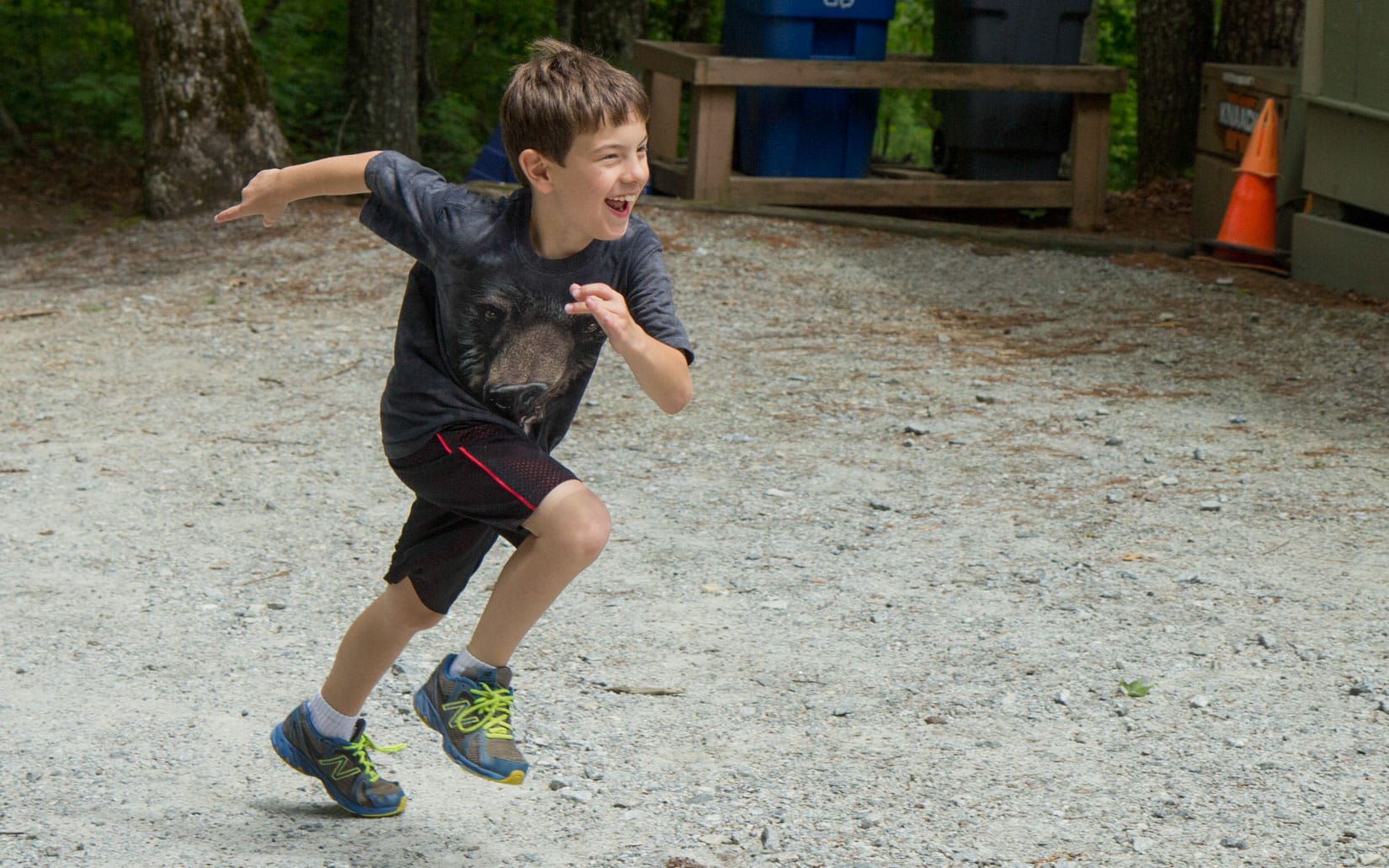 Camper running to Opening Day